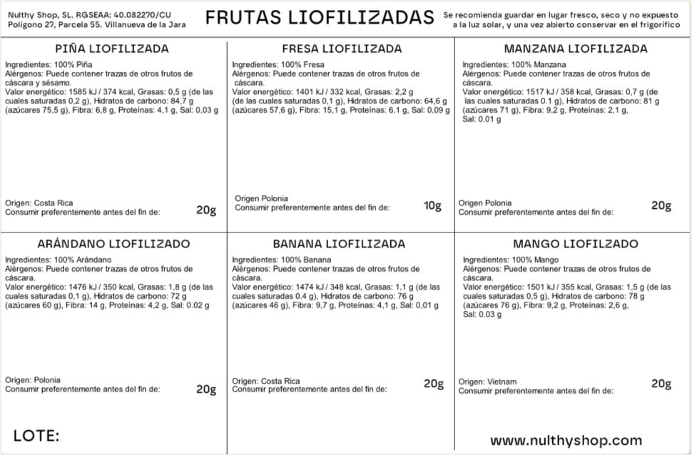 Box de Frutas Liofilizadas 100% Naturales